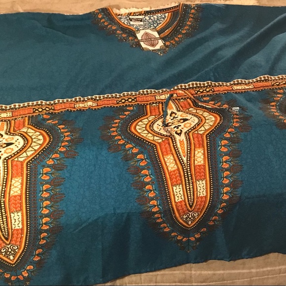 NWT California Woman Dashiki, Size: Free Size, Color: Dark Turquoise & Orange - Picture 10 of 12